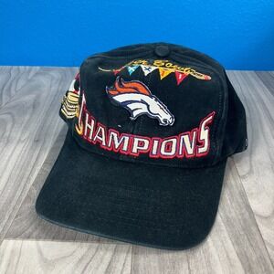 Vintage NFL Broncos Super Bowl XXXII Mens Hat OSFM Canvas Black Snapback Strap